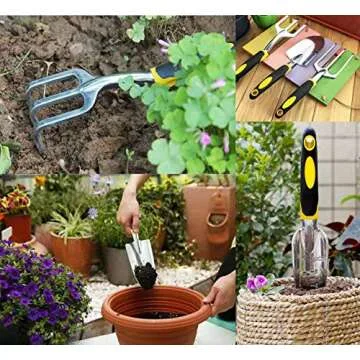 Garden Tool Set, 3 Pcs Gardening Tools Including Garden Trowel, Transplant Trowel and Hand Cultivator, Aluminum Alloy Gardening Supplies with Handle for Gardening Digging, Transplanting, Yellow