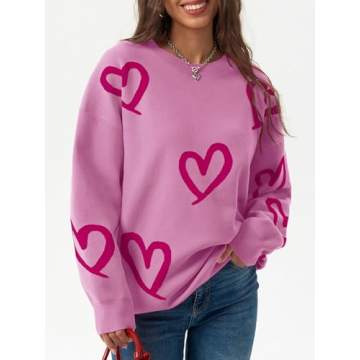 Saodimallsu Women's Oversized Heart Sweater Stylish Cute Pullover