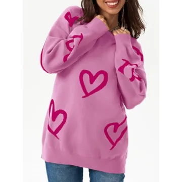 Saodimallsu Women's Oversized Heart Sweater Stylish Cute Pullover
