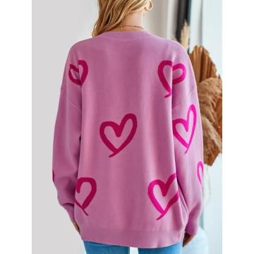 Saodimallsu Women's Oversized Heart Sweater Stylish Cute Pullover