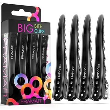 Framar Black Big Bite Clips - Durable Metal Hair Clips