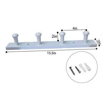 Tmflove Wall-Mounted Hook Coat and Hat Rack | Decorative Household Items | Entrance | Foyer | Hallway | Bathroom | Bedroom (4 Hooks, White)