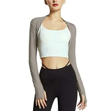 Sun Shawls for Women UV Protection Cooling Bolero Sleeves Shrug Cropped Cardigans for Protector Ballet Cycling Hiking Dance Grey