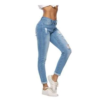 Resfeber Women's Stretch Distressed Ripped Jeans