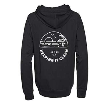 4Ocean Logo Hoodie Pullover Midweight Sweatshirt Tagless Certified Organic Cotton Unisex Adult Black...