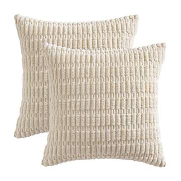 MIULEE Pack of 2 Corduroy Decorative Throw Pillow Covers Soft Boho Striped Pillow Covers Modern Farmhouse Home Decor for Christmas Sofa Living Room Couch Bed