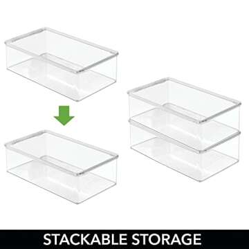 mDesign Plastic Closet Organizer Box Set of 8 Clear