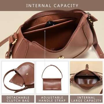 Vintage Vegan Leather Shoulder Bag (Red)