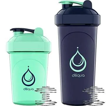 diliqua 10 PACK, Shaker Bottles for Protein Mixes | BPA-Free & Dishwasher Safe | 5 Large 28 oz & 5 small 20 oz protein shaker bottle | Shaker Cups for protein shakes | Blender Shaker Bottle Pack