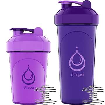 diliqua 10 PACK, Shaker Bottles for Protein Mixes | BPA-Free & Dishwasher Safe | 5 Large 28 oz & 5 small 20 oz protein shaker bottle | Shaker Cups for protein shakes | Blender Shaker Bottle Pack