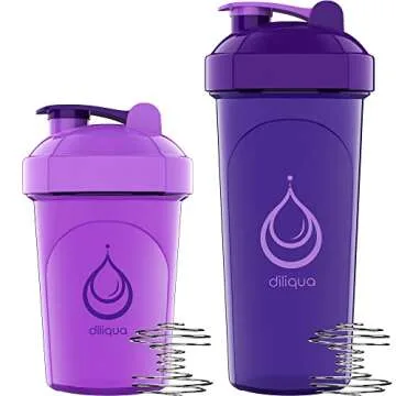 diliqua 10 PACK, Shaker Bottles for Protein Mixes | BPA-Free & Dishwasher Safe | 5 Large 28 oz & 5 small 20 oz protein shaker bottle | Shaker Cups for protein shakes | Blender Shaker Bottle Pack