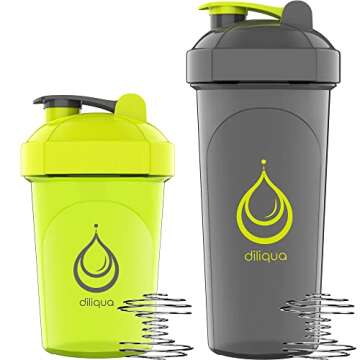 diliqua 10 PACK, Shaker Bottles for Protein Mixes | BPA-Free & Dishwasher Safe | 5 Large 28 oz & 5 small 20 oz protein shaker bottle | Shaker Cups for protein shakes | Blender Shaker Bottle Pack