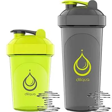 diliqua 10 PACK, Shaker Bottles for Protein Mixes | BPA-Free & Dishwasher Safe | 5 Large 28 oz & 5 small 20 oz protein shaker bottle | Shaker Cups for protein shakes | Blender Shaker Bottle Pack