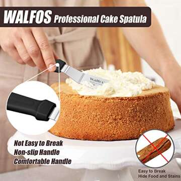 Walfos Icing Spatula, Stainless Steel Cake Spatula with Sturdy and Durable Handle Cake Decorating Spatula - Multi purpose Use for Home, Kitchen or Bakery (12 inch)