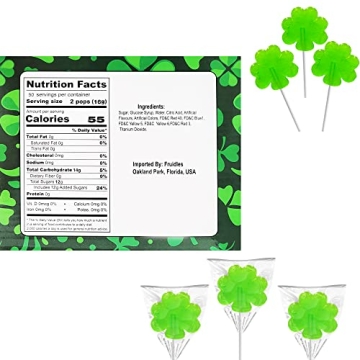 St. Patrick's Day Green Shamrock Lollipops, 50-Pack