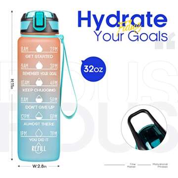 Fidus 32oz Motivational Water Bottle - Track Your Hydration
