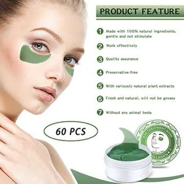 POSTA Collagen Eye Mask, 60 PCS Under Eye Treatment Gels Eye Patches, With Anti-Aging Hyaluronic Acid For Moisturizing & Reducing Dark Circles Puffiness Wrinkles Fine Lines