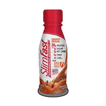 SlimFast Advanced Energy Meal Replacement Shake, High Protein, Caramel Latte, 165 Fl Oz