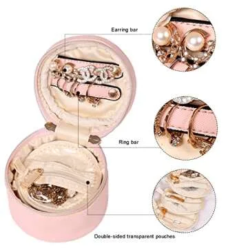 Angelina's Palace Round Jewelry Organizer Case for Travel