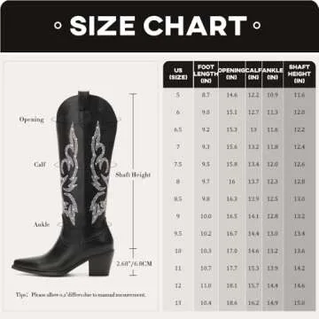 Platikly Black Cowboy Boots - Stylish Rhinestone Design