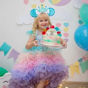 CIVFCRT Blue Birthday Crown Mouse Ears Headband - Fun Hair Accessory