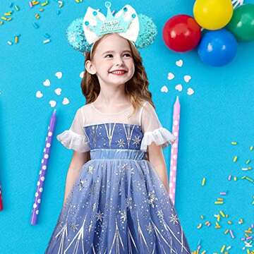 CIVFCRT Blue Birthday Crown Mouse Ears Headband - Fun Hair Accessory