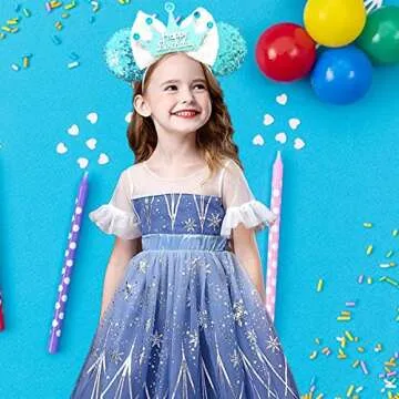 CIVFCRT Blue Birthday Crown Mouse Ears Headband - Fun Hair Accessory