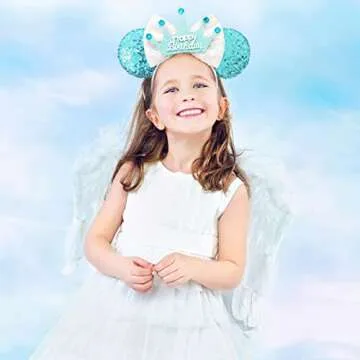 CIVFCRT Blue Birthday Crown Mouse Ears Headband - Fun Hair Accessory