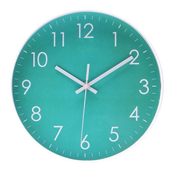 Epy Huts Modern Simple Wall Clock Indoor Non-Ticking Silent Sweep Movement Wall Clock for Office, Ba...