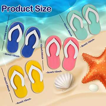 FairySandy 8 Pcs Summer Hawaii Tiered Tray Decor Wooden Sun Shade Umbrella Beach Ball Decor Farmhouse Wood Table Decorations Centerpieces for Summer Beach Home Office Shelf Decor(Vintage Slipper)