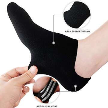 wernies 8 Pairs Short Socks Black No Show Low Socks Women Thin Non Slip Invisible Loafer Ankle Low Cut Socks