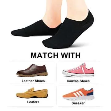 wernies 8 Pairs Short Socks Black No Show Low Socks Women Thin Non Slip Invisible Loafer Ankle Low Cut Socks