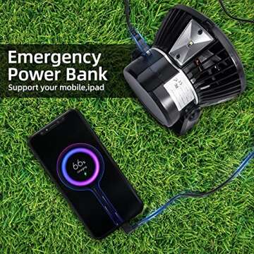 Camping Fan Light Combo - 5000mAh Rechargeable 4 Speeds