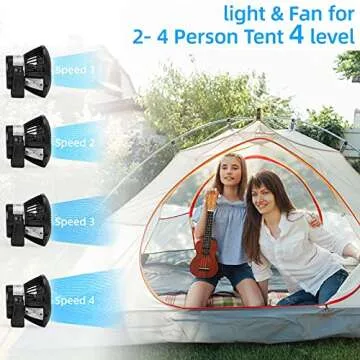 Camping Fan Light Combo - 5000mAh Rechargeable 4 Speeds