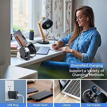 Camping Fan Light Combo - 5000mAh Rechargeable 4 Speeds