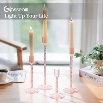 Glasseam Glass Candlestick Holders Set for Elegant Centerpieces