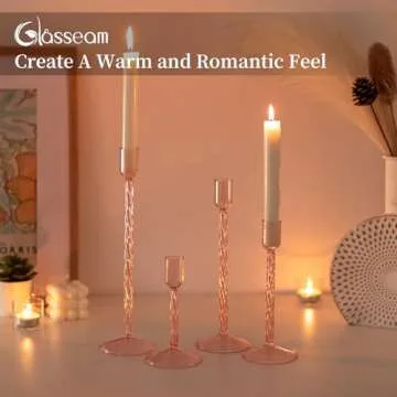 Glasseam Glass Candlestick Holders Set for Elegant Centerpieces