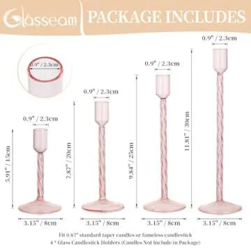 Glasseam Glass Candlestick Holders Set for Elegant Centerpieces