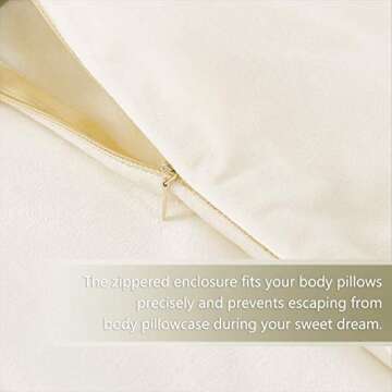 StangH Velvet Kids Body Pillow Cover with Zipper, Super Soft Touch Body Pillowcase for Babies/Pregnant Women/Adults, Ivory, 20 x 54-inch, 1 Piece