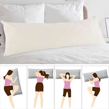 StangH Velvet Kids Body Pillow Cover with Zipper, Super Soft Touch Body Pillowcase for Babies/Pregnant Women/Adults, Ivory, 20 x 54-inch, 1 Piece