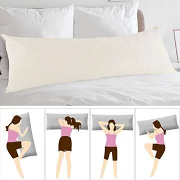 StangH Velvet Kids Body Pillow Cover with Zipper, Super Soft Touch Body Pillowcase for Babies/Pregnant Women/Adults, Ivory, 20 x 54-inch, 1 Piece