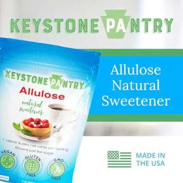 Keystone Pantry - Allulose Sweetener, Low Calorie and Low Carb Sugar Substitutes, Natural Allulose Sugar Substitute, Gluten, Soy, and Sugar Alcohol-Free, 2 Lbs. (packaging may vary)