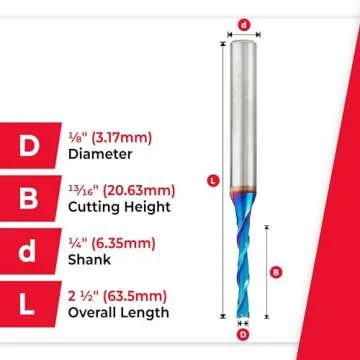 Amana Tool Solid Carbide Spektra Extreme Tool Life Spiral Plunge Router Bit Down-Cut, 46415-K, 1/4 Dia x 1 CH x 1/4 Shank 2-1/2 Inch L