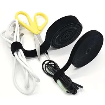 Patu Reusable Multi-Purpose Fastening Tape Cable Ties, 2 Rolls 5 Yards