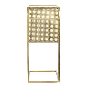 Creative Co-Op Metal Side Table with Magazine Rack and Glass Top, Gold