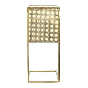 Creative Co-Op Metal Side Table with Magazine Rack and Glass Top, Gold
