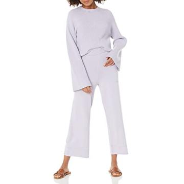 The Drop Women's Bernadette Cropped Sweater Pant in Dusty Purple