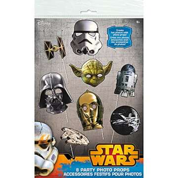 Star Wars Photo Booth Props (Pack of 8) - Multicolor Cardboard - Ultimate Party Accessory for Kids' ...