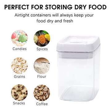 6 Pack Airtight Food Storage Container Set - Kitchen Organizers & Storage - Sugar Dispenser with Lids, Ideal for Pasta,Sugar, Cookies