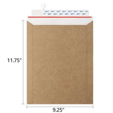 ValBox 9x11.5 Self Seal Photo Document Mailers 25 Pack Stay Flat Brown Cardboard Envelopes, 9.25 x 1...